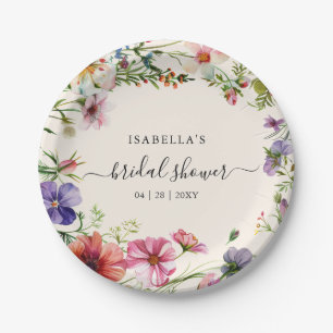 Assiettes En Carton Fête de mariage Floral Aquarelle Fleurs Sauvages
