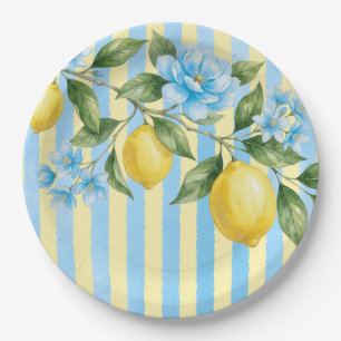 Assiettes En Carton Fête de mariage Floral Blue Lemon Main Squeeze