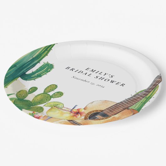 Assiettes En Carton Fête de mariage floral Cactus Fiesta (Angle)