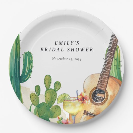 Assiettes En Carton Fête de mariage floral Cactus Fiesta (Devant)