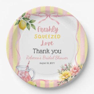 Assiettes En Carton Fête de mariage Floral Citron Rose Fraîchement Pre