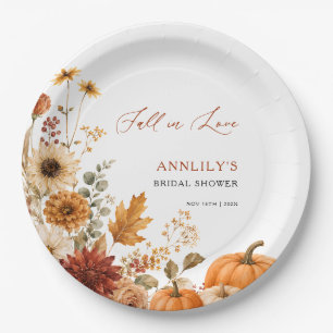Assiettes En Carton Fête de mariage Floral Citrouille Tombez amoureux