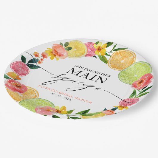 Assiettes En Carton Fête de mariage floral et agrumes Main Squeeze (Angle)