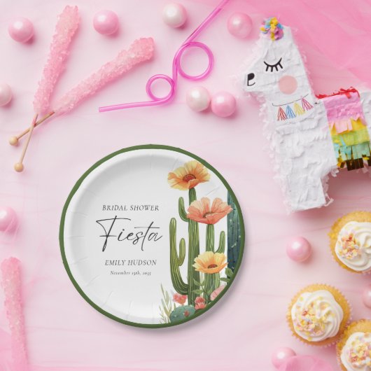 Assiettes En Carton Fête de mariage floral Fiesta Cactus (Fête)