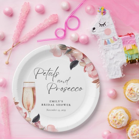 Assiettes En Carton Fête de mariage floral Petals & Prosecco (Fête)