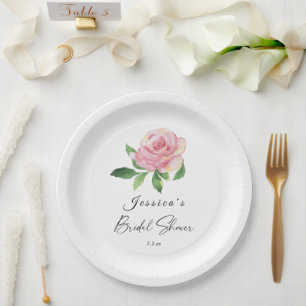 Assiettes En Carton Fête de mariage floral Rose