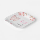 Assiettes En Carton Fête de mariage floral rose Pétals & Prosecco (Angulaire)