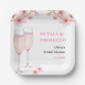 Assiettes En Carton Fête de mariage floral rose Pétals & Prosecco (Recto)