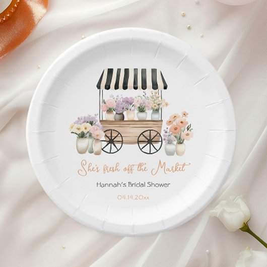 Assiettes En Carton Fête de mariage Florale Fraîche sur le Marché