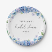 Assiettes En Carton Fête de mariage Florale Hydrangea Bleu Moderne (Devant)