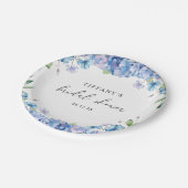 Assiettes En Carton Fête de mariage Florale Hydrangea Bleu Moderne (Angle)