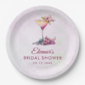 Assiettes En Carton Fête de mariage florale rose (Devant)