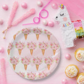 Assiettes En Carton Fête de Mariage Glace Aquarelle Florale (Fête)