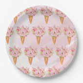 Assiettes En Carton Fête de Mariage Glace Aquarelle Florale (Devant)