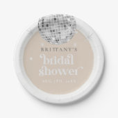 Assiettes En Carton Fête de mariage Groovy Disco Rétro Argenté (Devant)