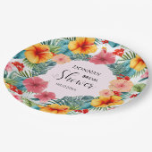 Assiettes En Carton Fête de mariage hawaïenne aux fleurs exotiques (Angle)