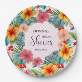 Assiettes En Carton Fête de mariage hawaïenne aux fleurs exotiques (Devant)