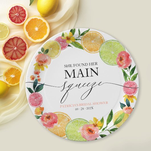 Assiettes En Carton Fête de mariage Main Squeeze Citrus Floral