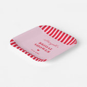 Assiettes En Carton Fête de mariage Modern Retro rose et rayures rouge (Angulaire)