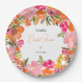 Assiettes En Carton Fête de mariage moderne avec fleurs roses et écrit (Devant)