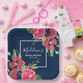 Assiettes En Carton Fête de mariage moderne fleurs rouges roses sur ma (Fête)