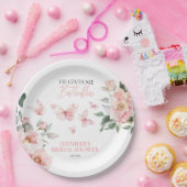 Assiettes En Carton Fête de mariage papillons floral rose (Fête)
