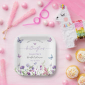 Assiettes En Carton Fête de mariage papillons modernes fleurs violette (Fête)