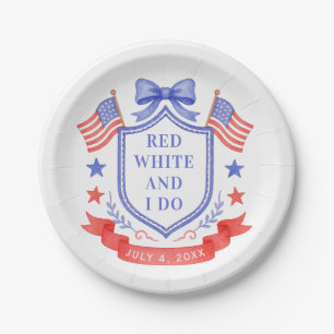 Assiettes En Carton Fête de mariage Patriote Rouge Blanc & Je Dis Oui 