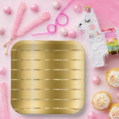 Assiettes En Carton Fête de mariage ruban jaune or chic (Fête)