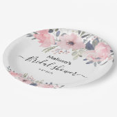 Assiettes En Carton Fête de mariage rustique avec écriture florale ros (Angle)