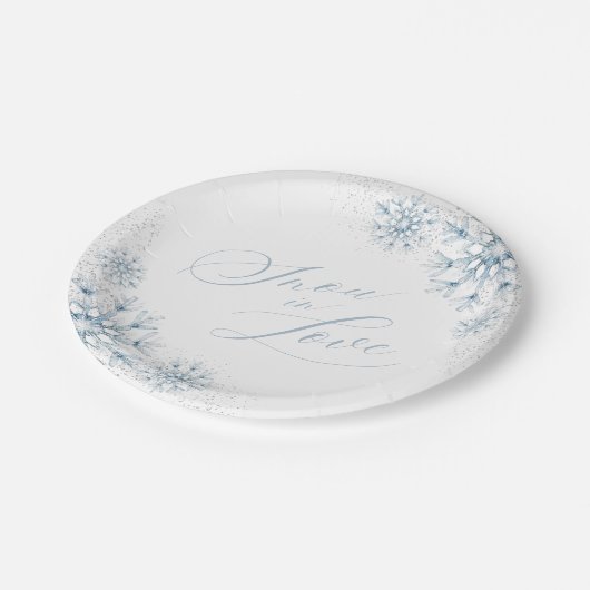 Assiettes En Carton Fête de mariage Snow in Love (Angle)