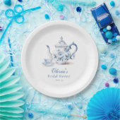 Assiettes En Carton Fête de mariage thème thé fleuri bleu (Fête)