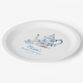 Assiettes En Carton Fête de mariage thème thé fleuri bleu (Angle)