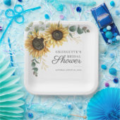 Assiettes En Carton Fête de mariage Tournesol Eucalyptus Verdure (Fête)