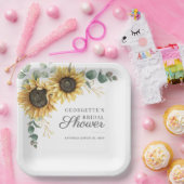 Assiettes En Carton Fête de mariage Tournesol Eucalyptus Verdure (Fête)