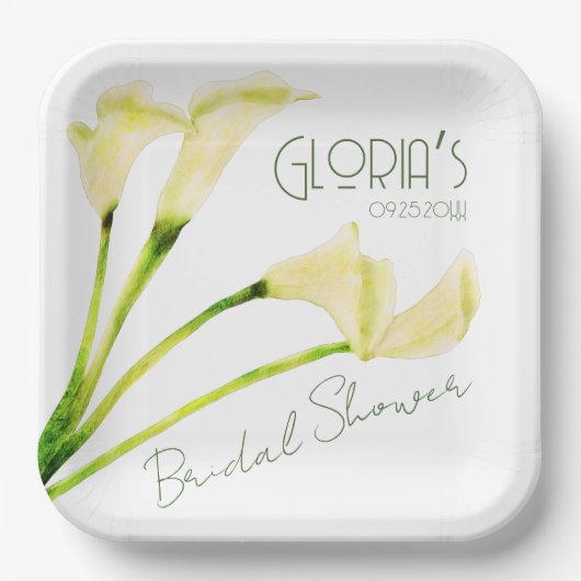 Assiettes En Carton Fête de Mariée aux Lys Callas Mexicains (Recto)
