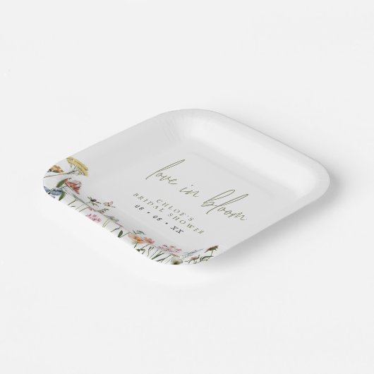 Assiettes En Carton Fête de Mariée Fleurs Sauvages en Fleur (Angulaire)