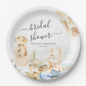 Assiettes En Carton Fête de Mariée Plage Tropicale (Devant)