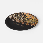 Assiettes En Carton Fête de motif exotique de guépard orange bronze (Angle)