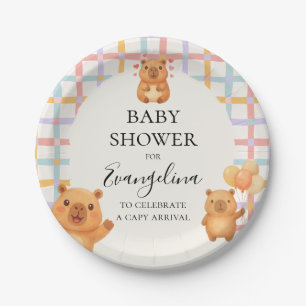 Assiettes En Carton Fête de naissance bébé capybara aquarelle mignonne