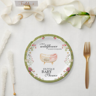 Assiettes En Carton Fête de naissance bohème chic avec fleurs sauvages