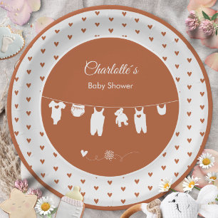 Assiettes En Carton Fête de naissance Bohème et cuivrée pour bébé, san