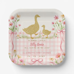 Assiettes En Carton Fête de naissance de bébé fille au canard rose fle