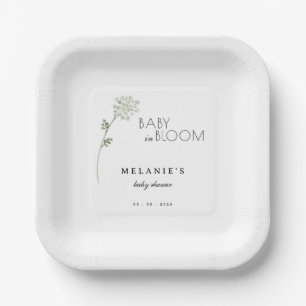 Assiettes En Carton Fête de naissance de bébé fleuri