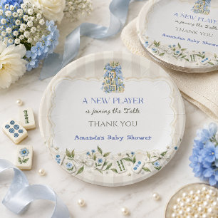 Assiettes En Carton Fête de naissance de bébé garçon Mahjong Nouveau J