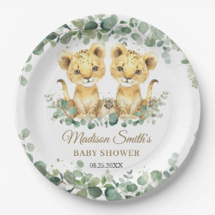 Assiettes En Carton Fête de naissance de jumeaux garçons Lionceaux Ver