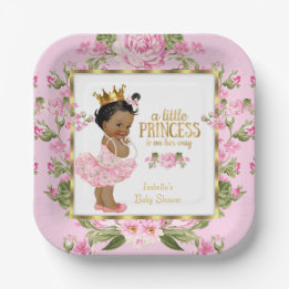 Assiettes En Carton Fête de naissance de princesse ethnique Rose flora