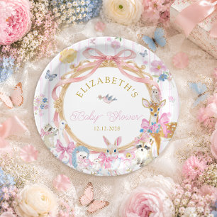 Assiettes En Carton Fête de naissance fille Animaux de la Forêt Fantai