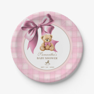 Assiettes En Carton Fête de naissance fille ours en peluche rose à car