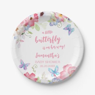 Assiettes En Carton Fête de naissance Florale Petite Papillon